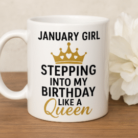January Girl Stepping Into My Birthday Like A Queen Mug