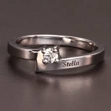 Name Engraved Ring with Stone